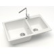 Кухонная мойка AZARIO Grand 765х500х190 двойная, искусственный мрамор, цвет Белый лед (CS00079901)