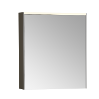 66909 Зеркало-шкаф 60 см с подсветкой и розеткой левый антрацит VITRA