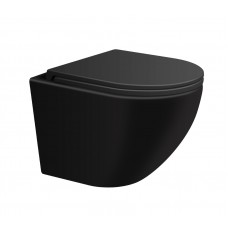 Унитаз подвесной безободковый SinteSi EVI черный матовый с крышкой-сиденьем дюропласт, микролифт